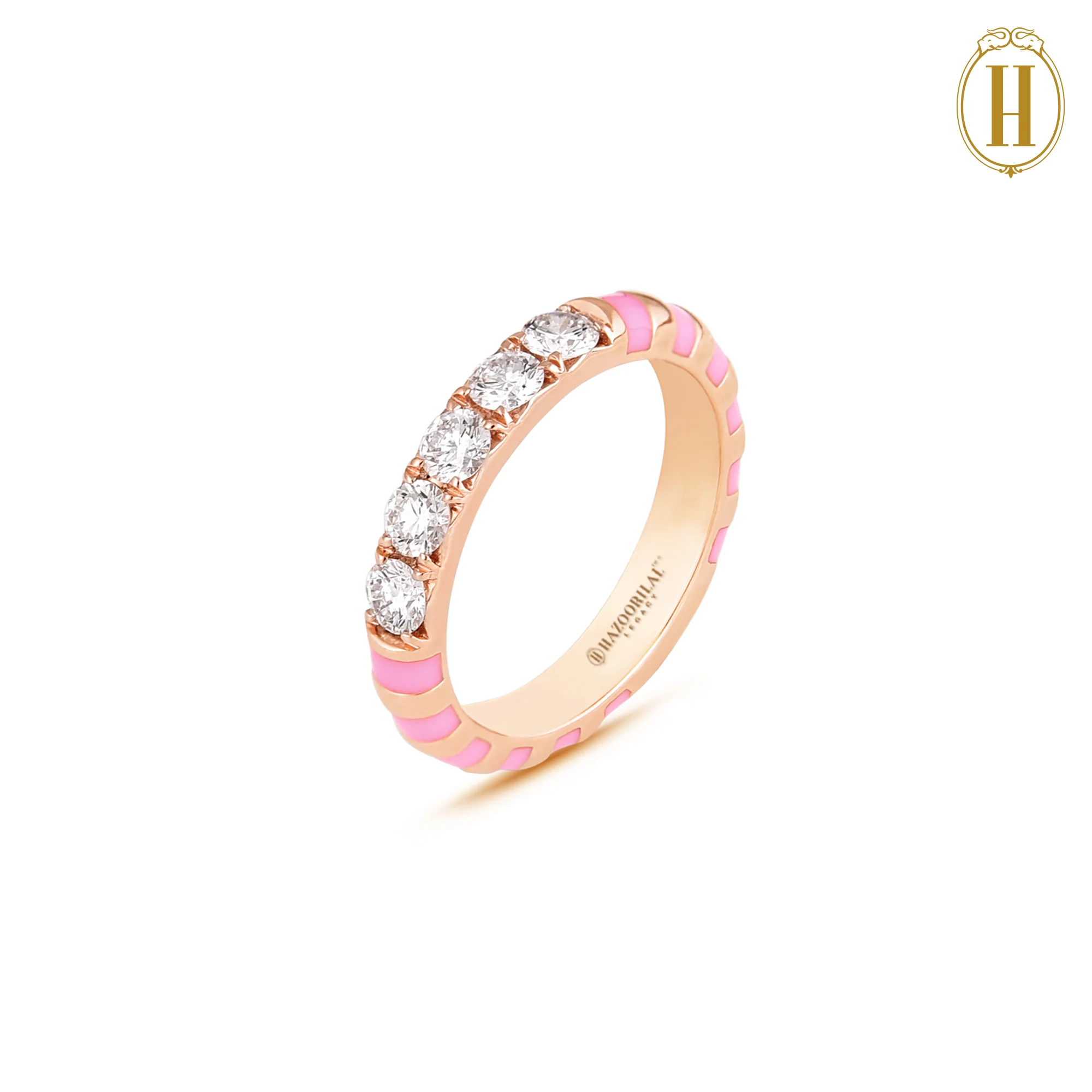 Bella Diamond Pink Enamel Ring - Image 3