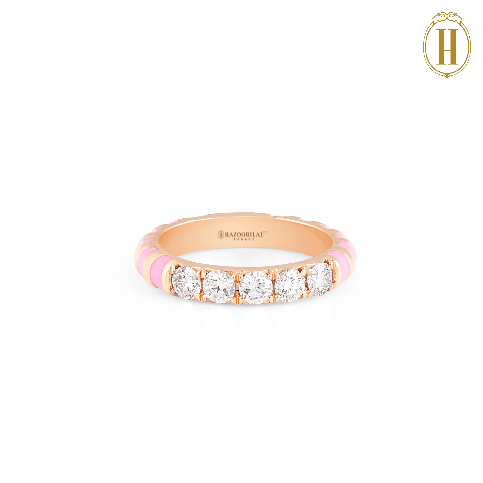 Bella Diamond Pink Enamel Ring - Image 4