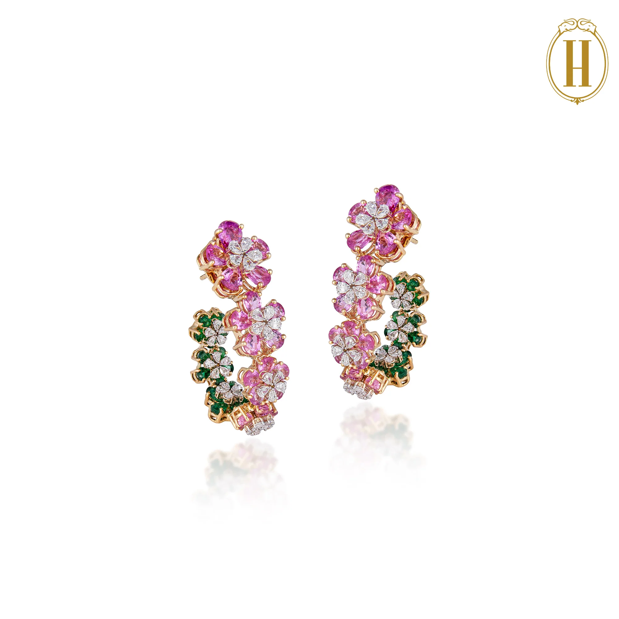 Pink Sapphires and Emerald Florets Choker - Image 4